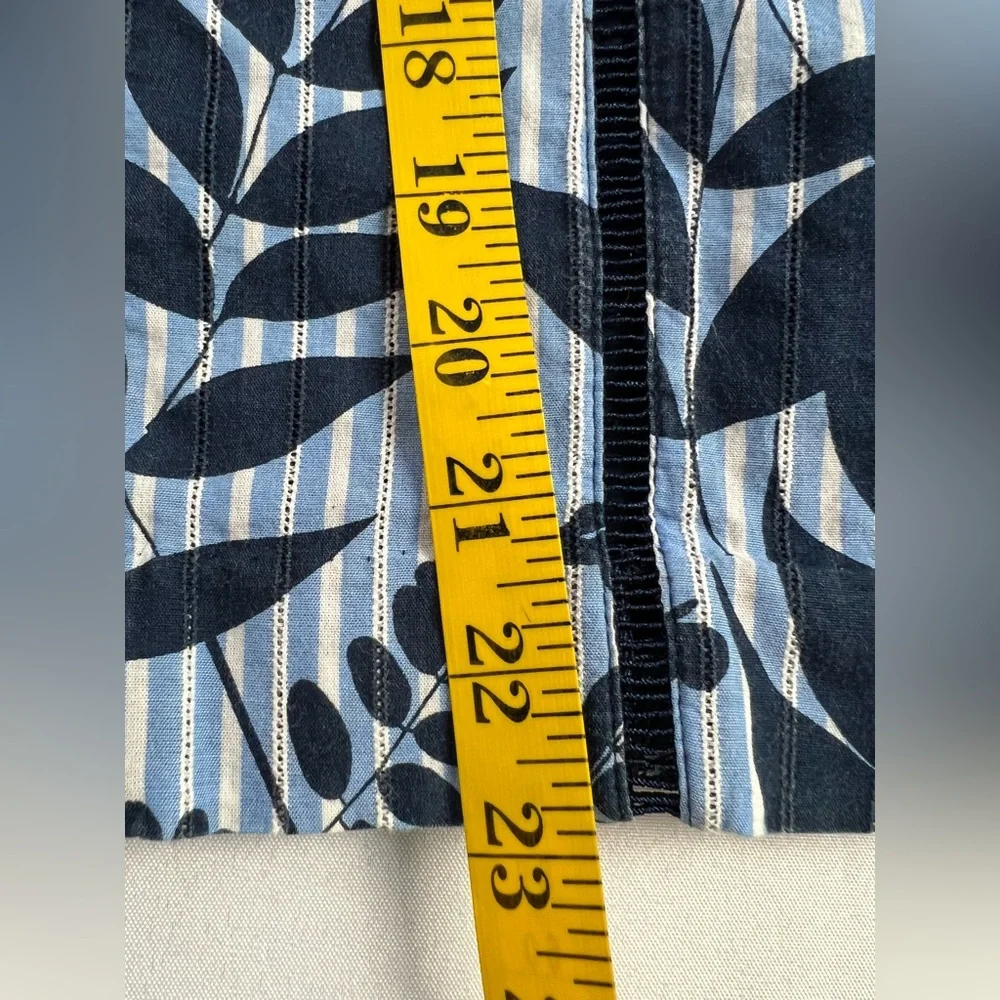 Banana Republic Cotton Sheath Blue & White Stripe with Leaves Pattern Sundress - Picture 13 of 16